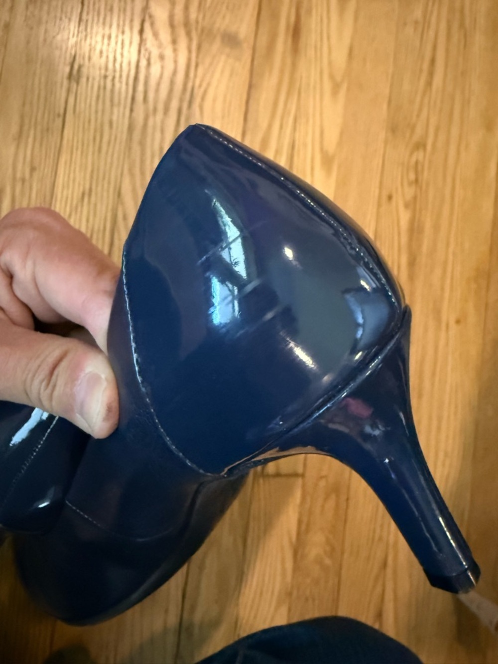 Life Stride Navy Faux Leather Mid Heel Pumps Size 9 - Picture 11 of 12
